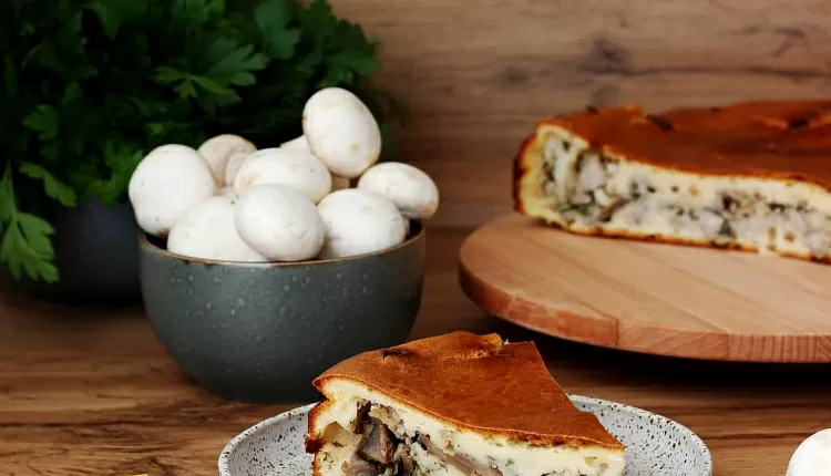 Заливной пирог с курицей и грибами 