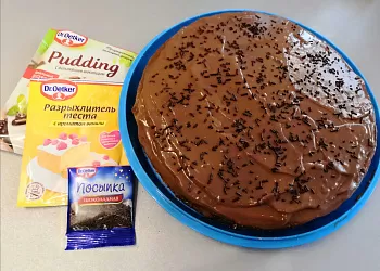 Бисквитный торт с пудингом