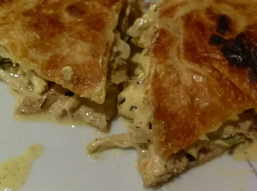 Фото рецепта Лепёшки с курицей и грибами