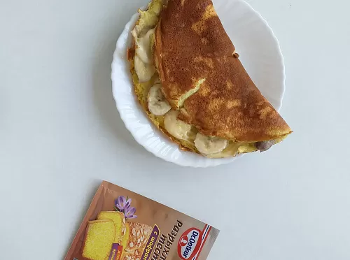 Фото рецепта Овсяноблин с сыром и бананом 