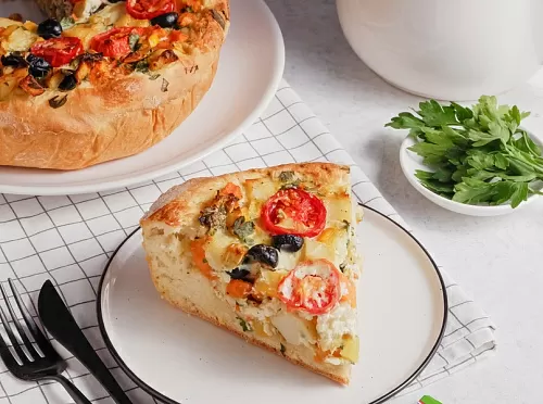 Открытый пирог с овощами