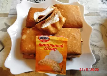 Фруктовые блинчики с творожной начинкой