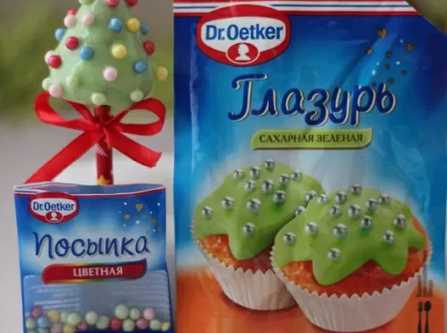 Фото рецепта Кейк-попсы «Елочка»