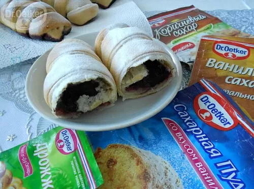 Фото рецепта Постные черничные булочки