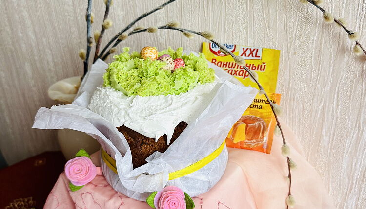 Творожный бездрожжевой кулич