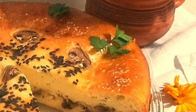 Заливной пирог с курицей и грибами 