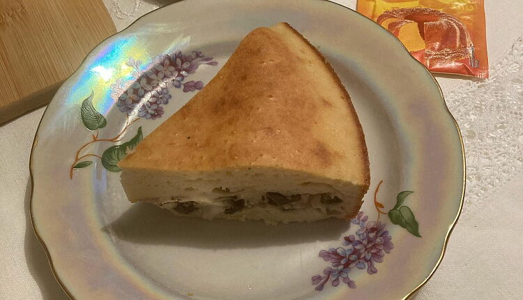 Заливной пирог с курицей и грибами 