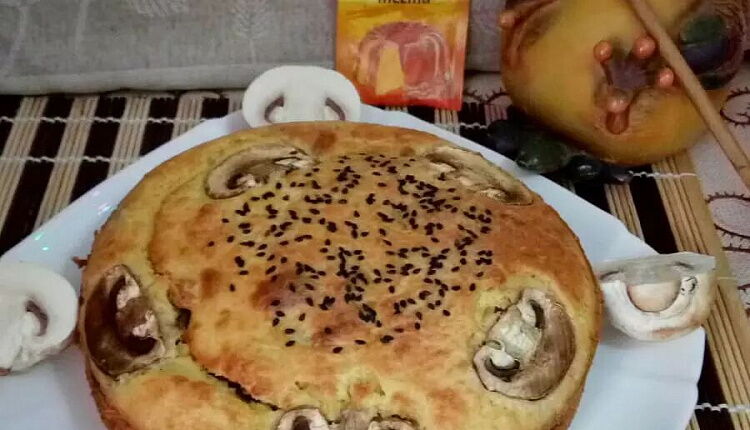 Заливной пирог с курицей и грибами 