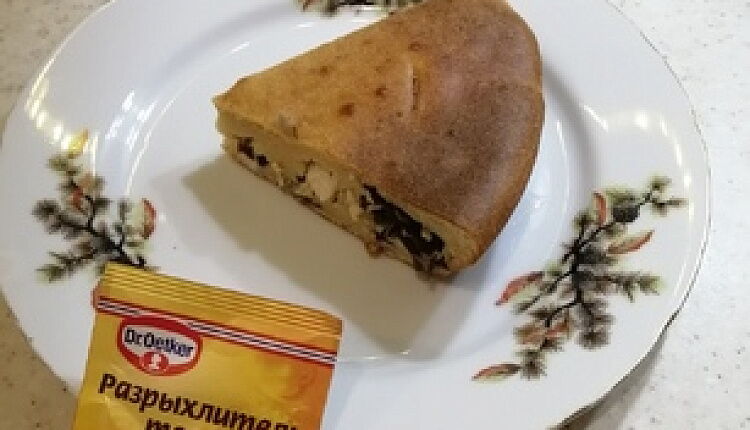 Заливной пирог с курицей и грибами 