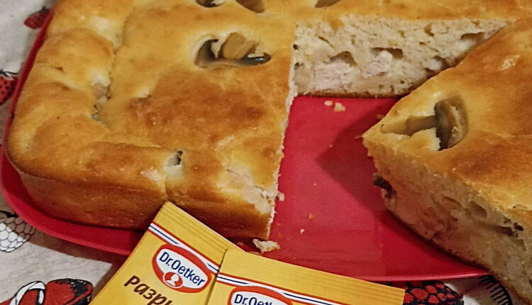 Заливной пирог с курицей и грибами 