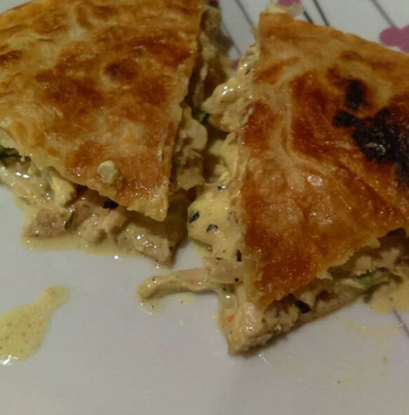 Лепёшки с курицей и грибами фото