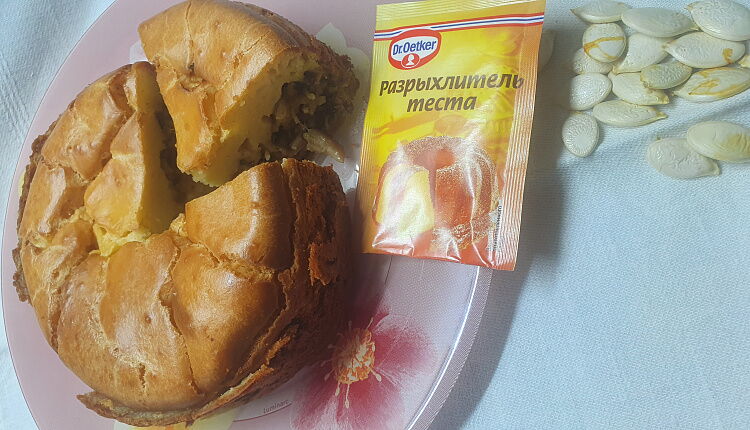 Заливной пирог с курицей и грибами 