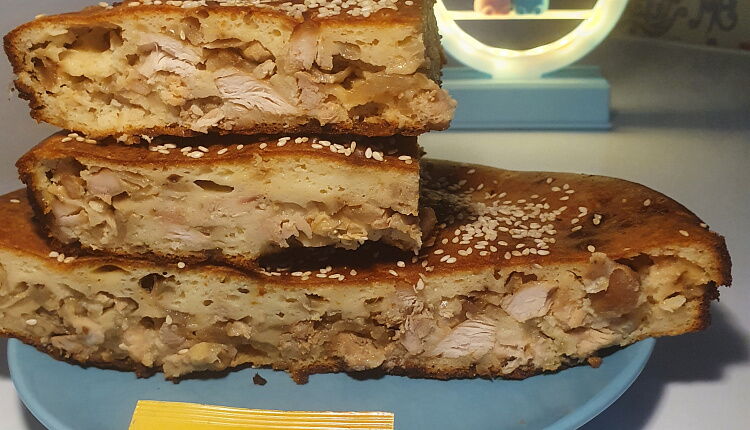 Заливной пирог с курицей и грибами 