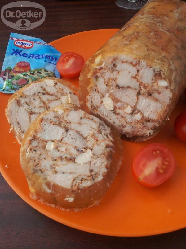 Куриное филе в желе, с сыром. фото