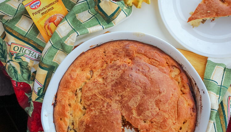 Заливной пирог с курицей и грибами 