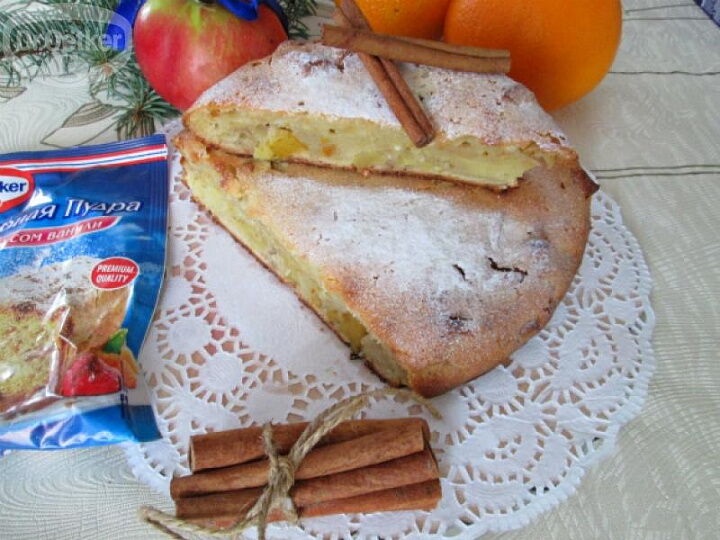 Творожный кекс с яблоками фото
