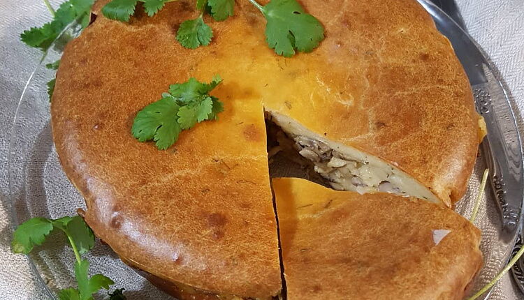 Заливной пирог с курицей и грибами 