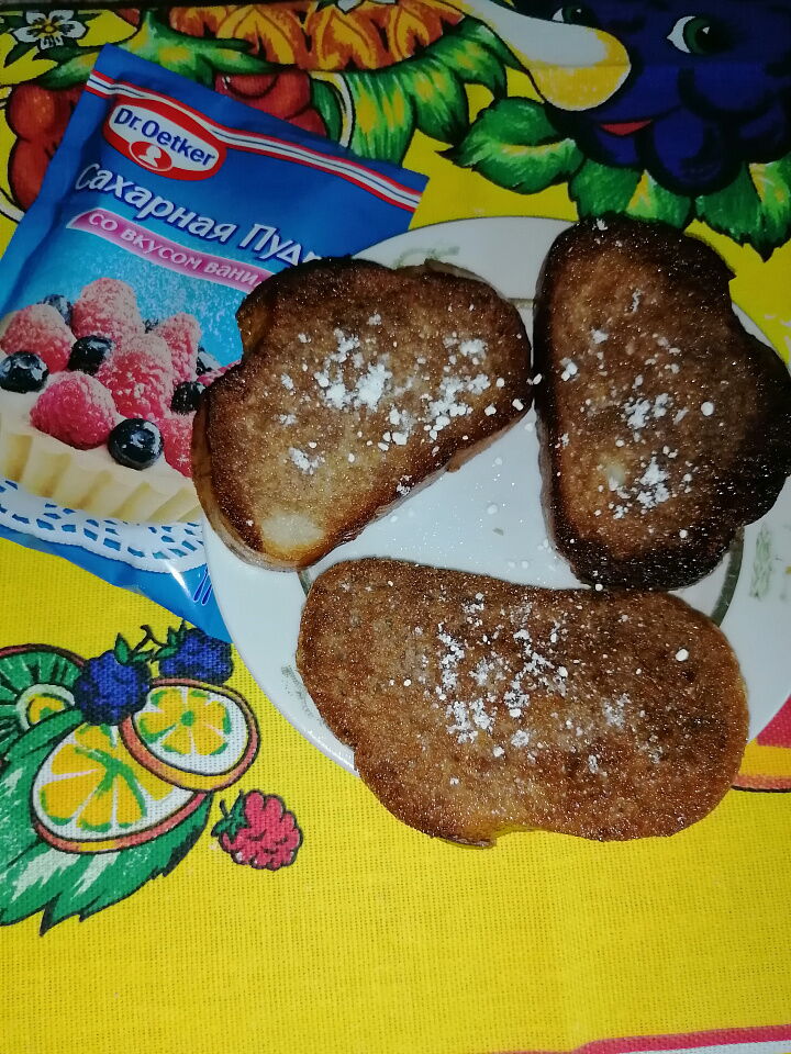 Гренки со сгущенным молоком с какао фото