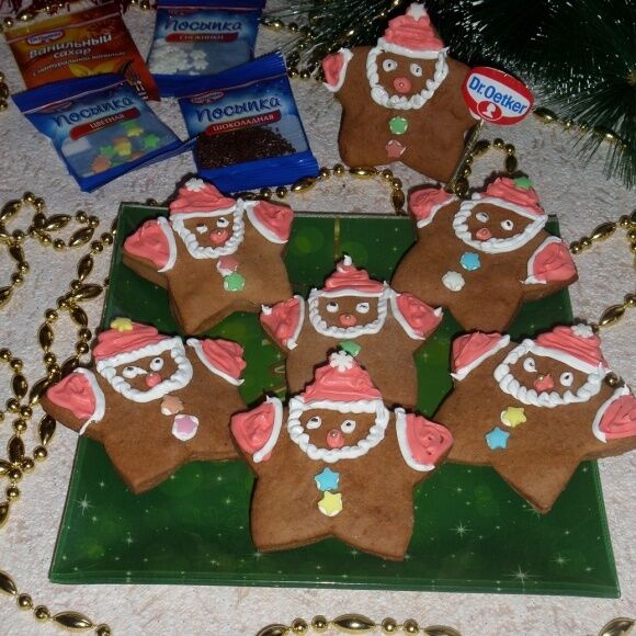 Шоколадное печенье "Пряный Дед Мороз"