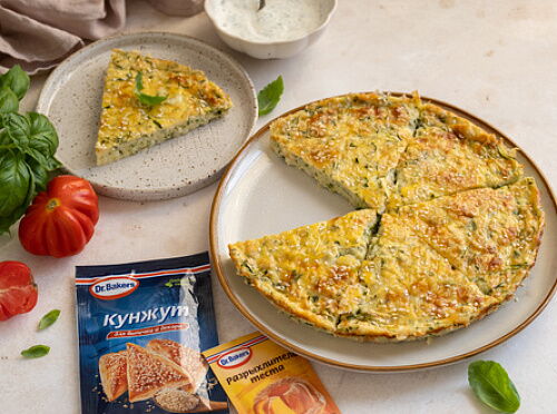 Фото рецепта Пирог-запеканка с кабачками, сыром и зеленью