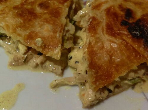 Фото рецепта Лепёшки с курицей и грибами