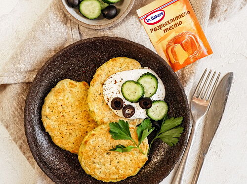 Фото рецепта Сырные оладушки с зеленью