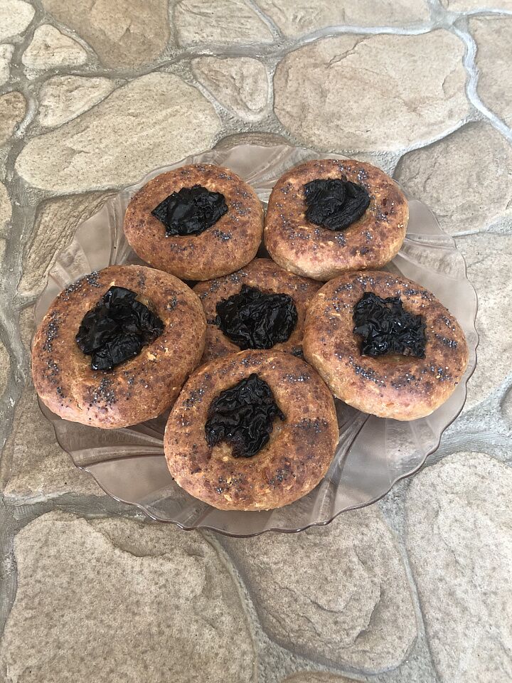 Творожное-кокосовые булочки с черносливом и изюмом 