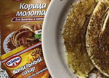 Банан с корицей и шоколадом