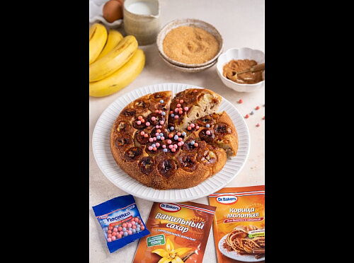 Фото рецепта Пирог с бананом на сковороде