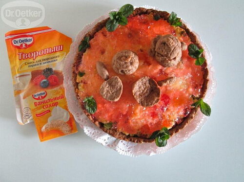 Фото рецепта Творожный пирог с курагой