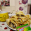 Дрожжевые блины с курицей и грибами