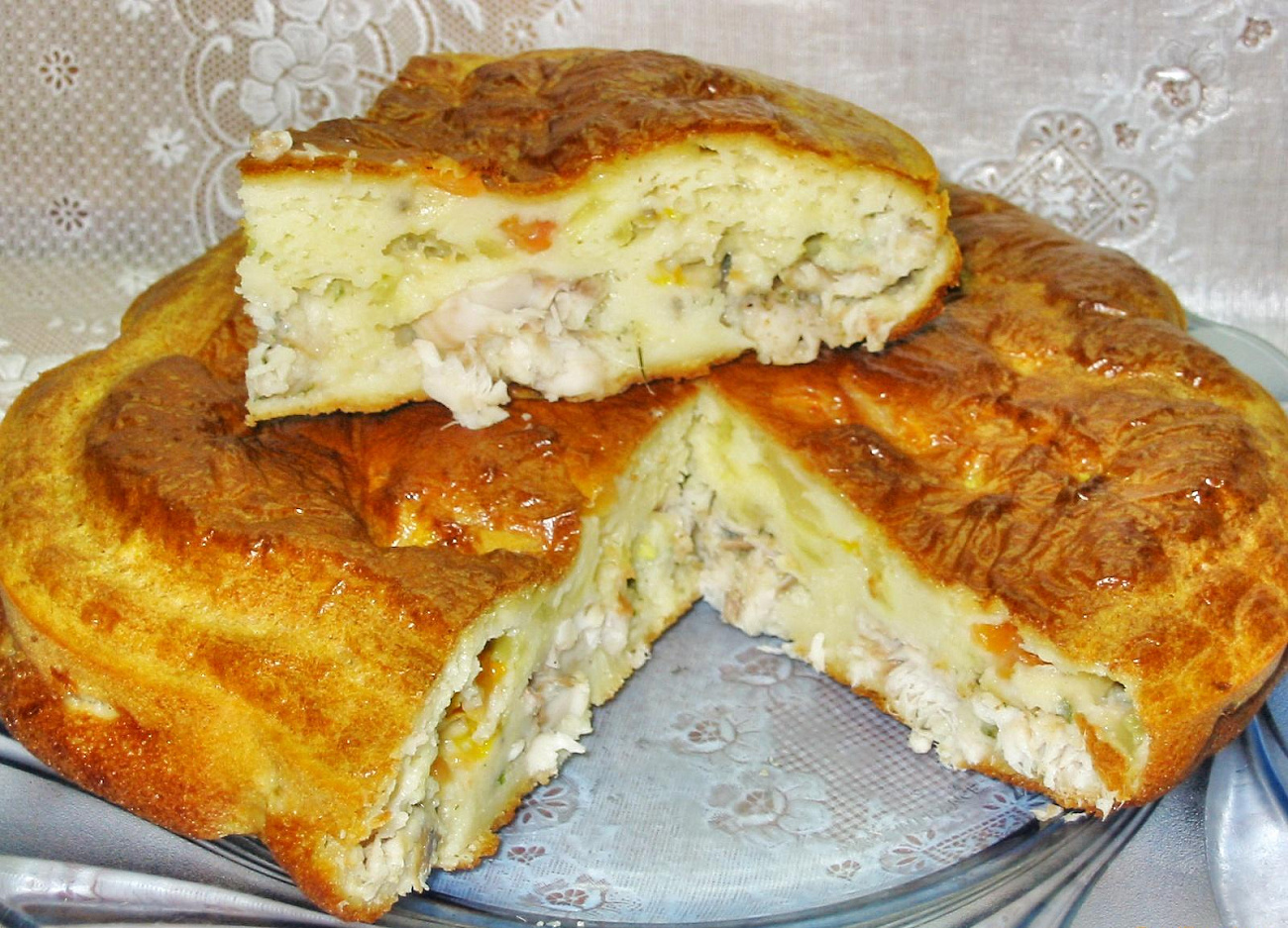 Пирог заливной на кефире с сёмгой пошаговый рецепт с фото