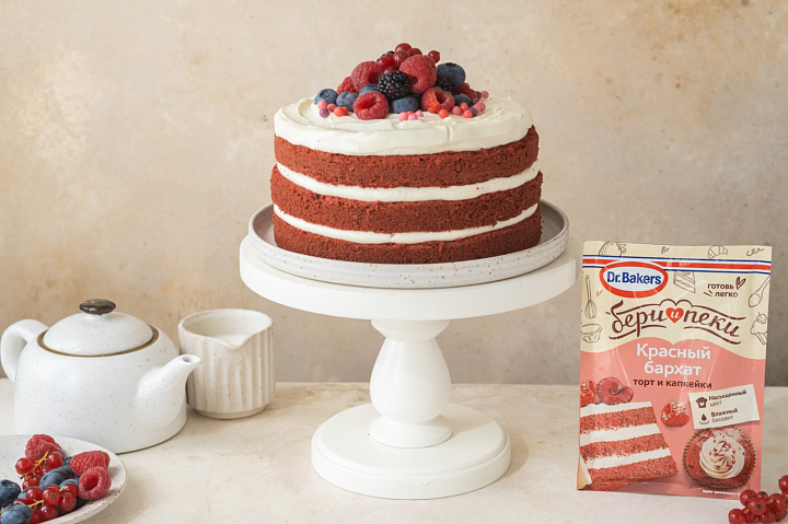 Торт «Красный бархат» с кремчизом  фото
