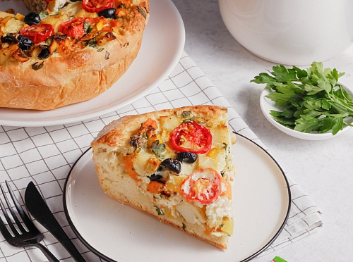 Фото рецепта Открытый пирог с овощами