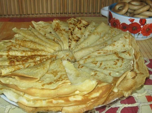 Фото рецепта Тонкие блинчики без яиц