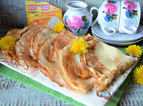 Блины на сметане тонкие с дырочками